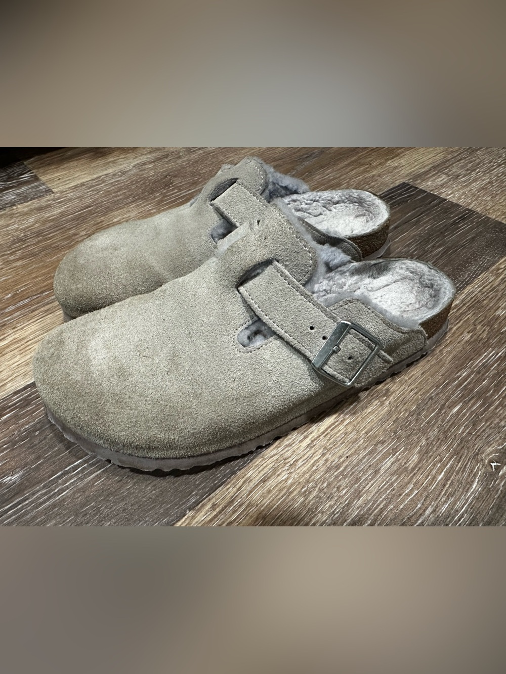 Birkenstock Shearling-Lined Suede Clog in Lavender size 41
